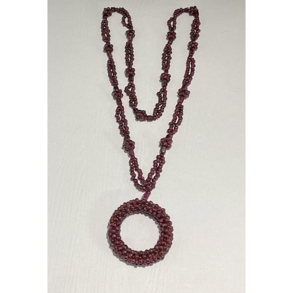 Vintage Garnet Pyrope Hoop Beaded Necklace Cluster Berry Accents 29 inches - Picture 2 of 6